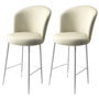 Hanah Home Taburetes de Bar Crema y Blanco - Juego de 2 uds - Metal, Babyface, Espuma DNS - Ancho 46cm, Alto 102cm, Prof. 40cm